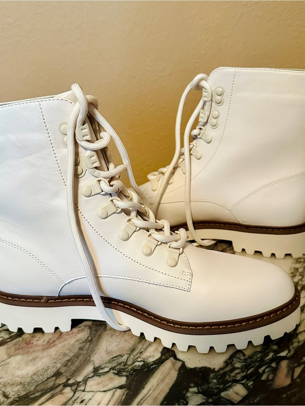 NWOT Sanctuary White Leather Combat Boots